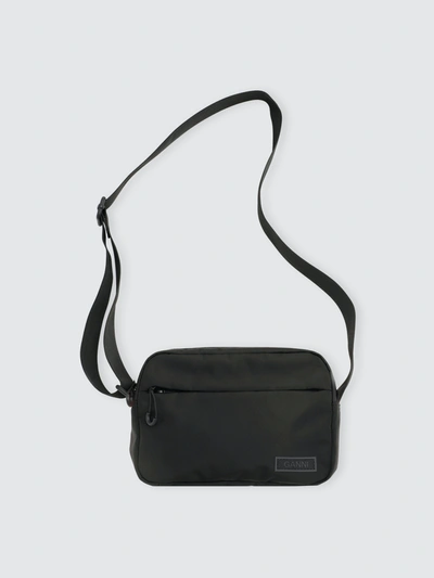 Shop Ganni Recycled Tech Fabric Bags Festival Bag In Black