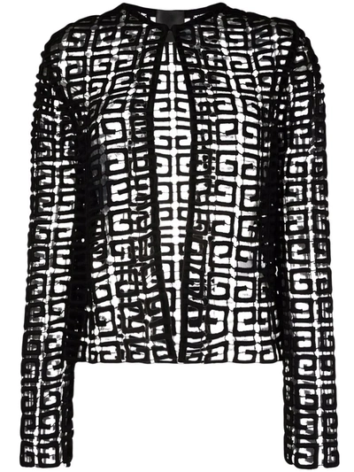 Shop Givenchy 4g Guipure Cardigan Jacket In Black