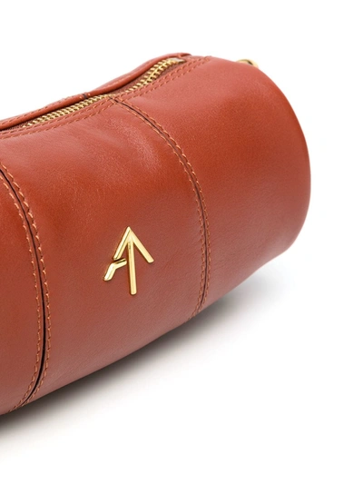 Shop Manu Atelier Cylinder Mini Leather Shoulder Bag In Brown