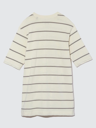 Shop Atm Anthony Thomas Melillo Plaited Jersey Stripe Dress In Chalk Smoke