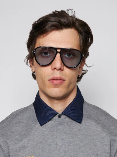 Shop Amiri Aviator Logo Sunglasses Blue