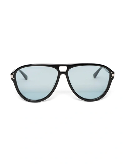 Shop Amiri Aviator Logo Sunglasses Blue