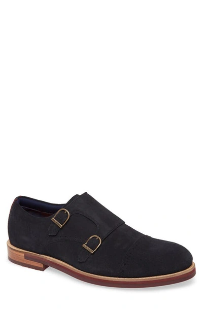 Shop Ted Baker Clippt Double Monk Strap Shoe In Navy