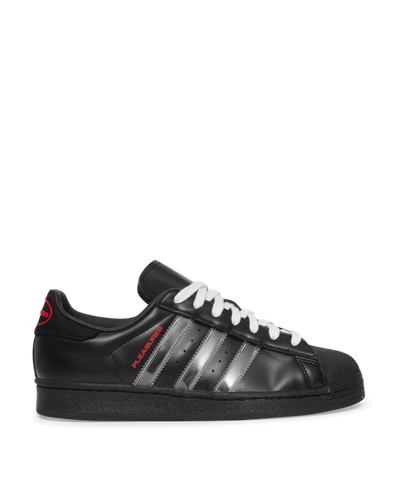 Shop Adidas Consortium Pleasures Superstar Sneakers In Core Black/red