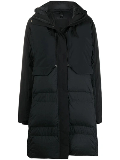 Shop Adidas Originals By Pharrell Williams Black Hooded Mid-length Down Coat In Nero