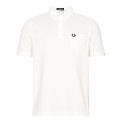 Shop Fred Perry Button Down Collar Polo Shirt In White