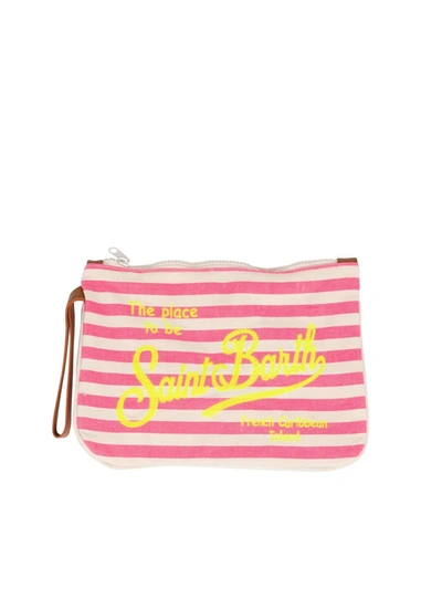 Shop Mc2 Saint Barth Striped Clutch Bag In Pink And White