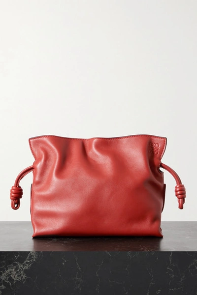 Shop Loewe Flamenco Mini Leather Clutch In Red