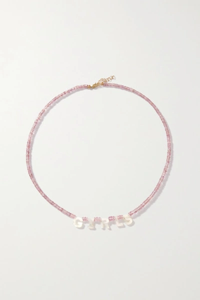 Shop Roxanne First Girls 14-karat Gold, Sapphire And Mother-of-pearl Necklace In Pink