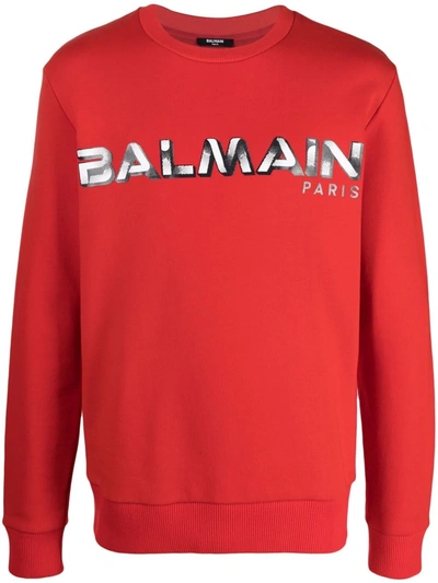 Balmain Logo-print Sweatshirt Red | ModeSens