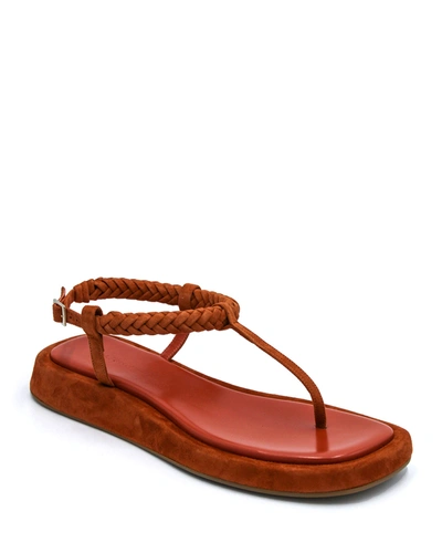 Shop Gia/rhw Braided Suede Thong Slingback Sandals In Burnt Orange