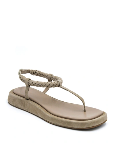 Shop Gia/rhw Braided Suede Thong Slingback Sandals In Brownie