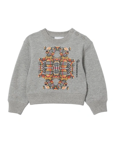 Shop Burberry Kid's Classic Bear Sweater In Grey Melange