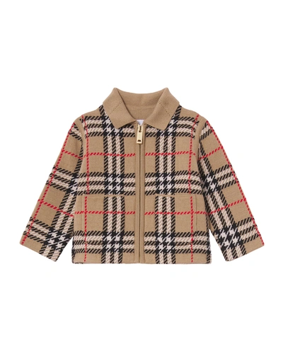 Shop Burberry Kid's Issy Archive Check Jacket In Archive Beige Ip