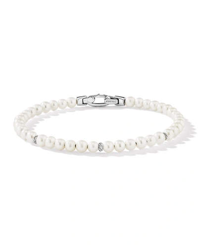 Shop David Yurman 4mm Bijoux Spiritual Beads Bracelet With Silver In Pearl