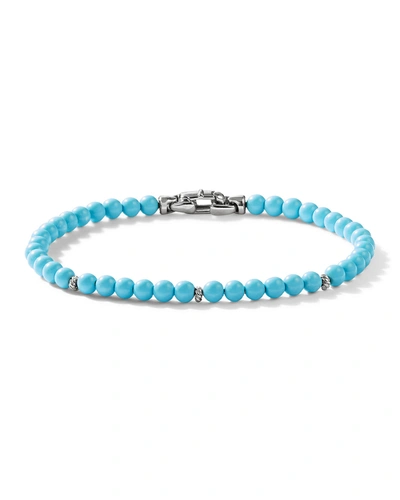 Shop David Yurman 4mm Bijoux Spiritual Beads Bracelet With Silver In Turquoise