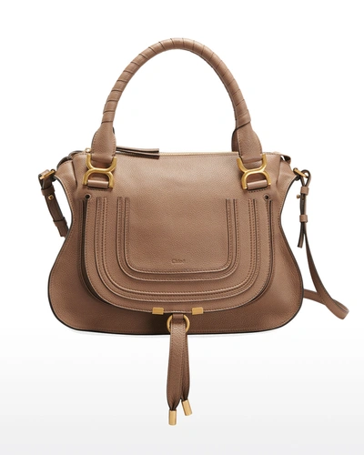 Shop Chloé Marcie Medium Satchel Bag In Desert Taupe