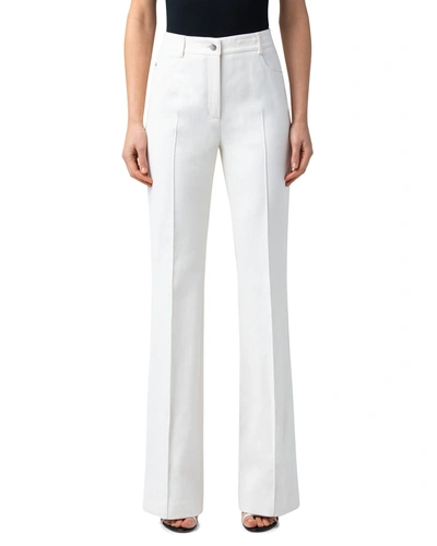 Shop Akris Farid Cotton Straight-fit Pants In Ecru