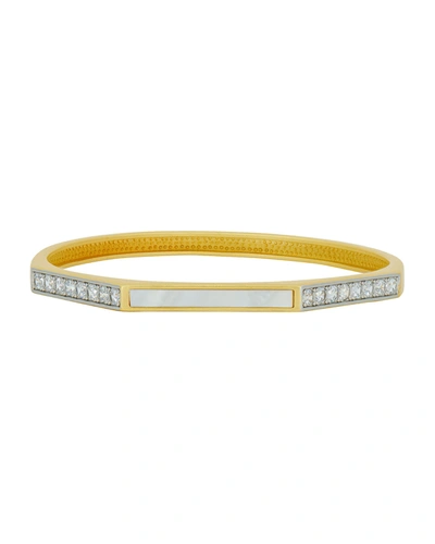 Shop Freida Rothman Glistening Coast Mother-of-pearl Slide-on Bangle In Gold And Silver
