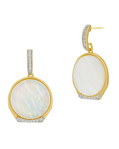 Shop Freida Rothman Iridescent Drop Earrings In Gold And Silver