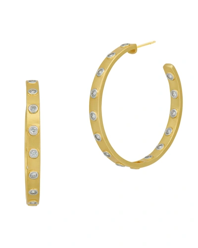 Shop Freida Rothman Glistening Stud Hoop Earrings In Gold And Silver