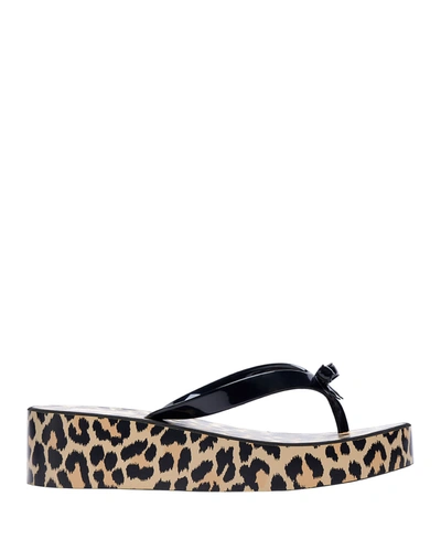 Shop Kate Spade Rina Leopard-print Bow Thong Sandals