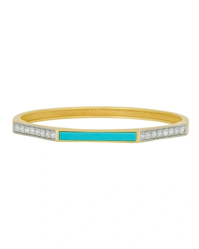 Shop Freida Rothman Glistening Coast Turquoise Slide-on Bangle In Gold And Silver