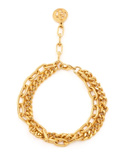 Shop Ben-amun 4k Gold Electroplate 2-row Gold Chain Ankle Bracelet