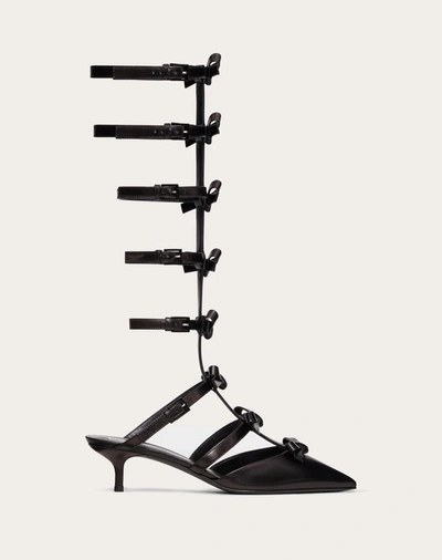 Shop Valentino Garavani Ankle Strap Pump With Kidskin French Bows  40 Mm In Black