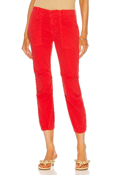 Shop Nili Lotan Cropped Military Pant In Sunfaded Red