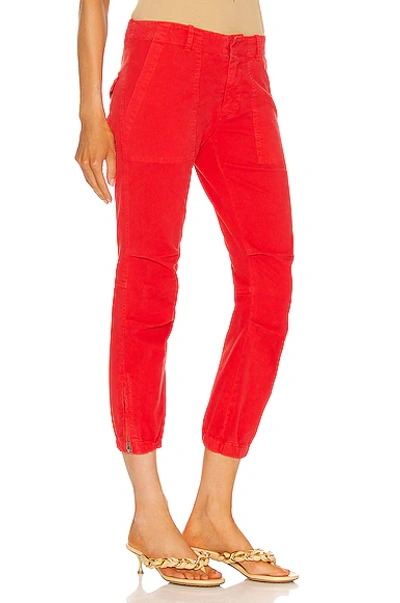 Shop Nili Lotan Cropped Military Pant In Sunfaded Red
