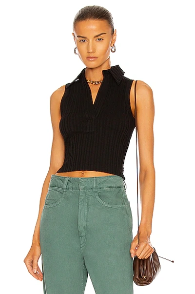 Shop Helmut Lang Cropped Polo Tank Top In Black