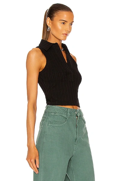 Shop Helmut Lang Cropped Polo Tank Top In Black