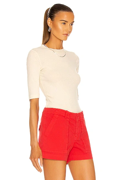 Shop Rosetta Getty Cropped Sleeve T Shirt In Natural