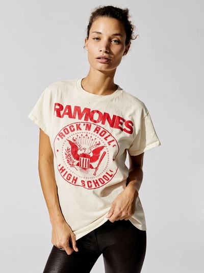 Shop Madeworn Ramones Rock N Roll High School Tee - Dirty White - Size L
