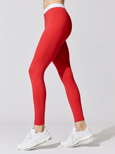 Shop Balmain Lyrcra Print Leggings - Red - Size 40