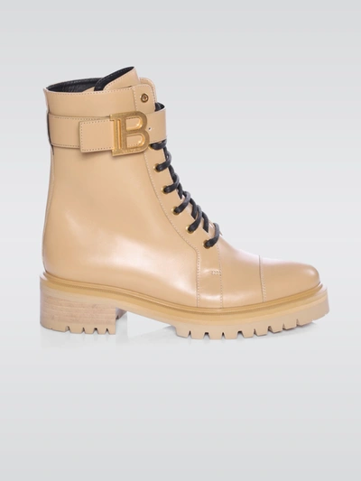 Shop Balmain Ranger Boot Romy-calfskin - Beige Fonce - Size 8.5