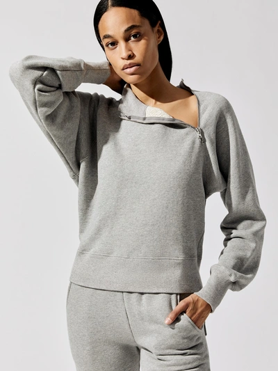 Shop Marissa Webb So Uptight Funnel Neck Zip Sweatshirt In Heather Grey