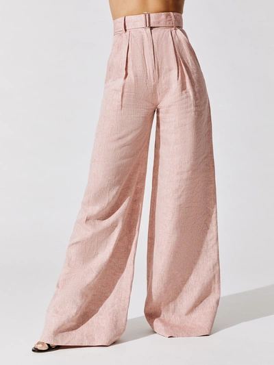 Shop Matthew Bruch Wide Leg Pleated Pant - Dusty Rose Melange Linen - Size 4
