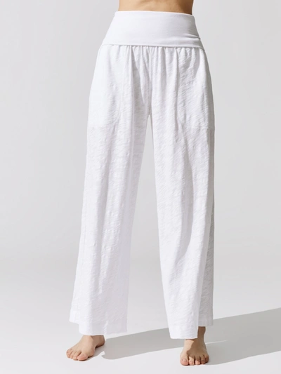 Shop Atm Anthony Thomas Melillo Slub Jersey Wide Leg Fold Over Pant In White