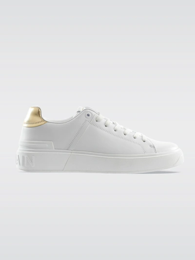 Shop Balmain Sneaker B Court Classic In White,gold