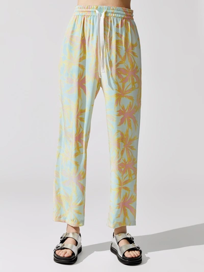 Shop Atm Anthony Thomas Melillo Palm Print Silk Charmueuse Pull-on Pant In Abstract Palm Print