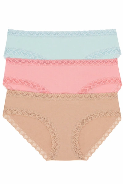 Shop Natori Intimates Bliss Girl Brief 3 Pack Panty In Aqua Sky/pink Icing/cafe