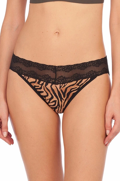 Shop Natori Intimates Bliss Perfection Soft & Stretchy V-kini Panty Underwear In Caramel Zebra Print