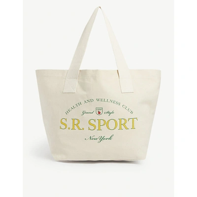 Shop Sporty And Rich Womens Natural Wimbledon Graphic-print Canvas Tote Bag