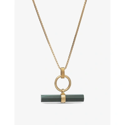 Shop Rachel Jackson Womens 22 Carat Gold Plated T-bar 22ct Yellow Gold-plated Silver And Malachite Neckla