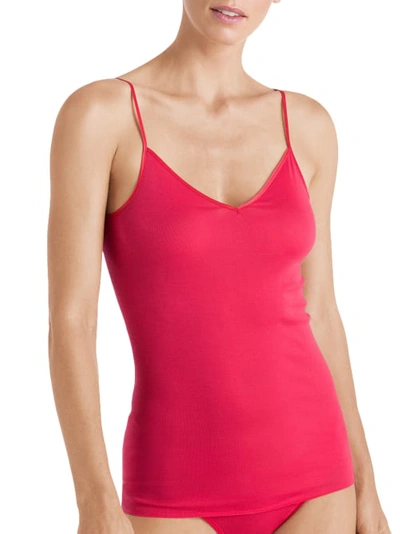 Shop Hanro Cotton Seamless Camisole In Geranium