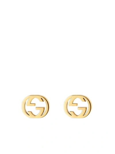 Gucci 18kt Yellow Gold Interlocking G Stud Earrings | ModeSens