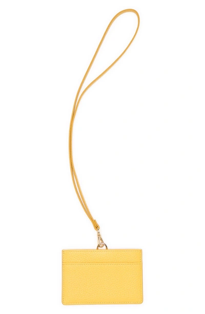 Shop 14th & Union Fiona Pebbled Leather Lanyard Case In Yellow Mustard