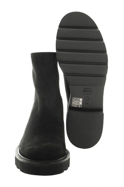 Shop Stuart Weitzman Chelsea 5050 Lift - Suede Ankle Boot In Black